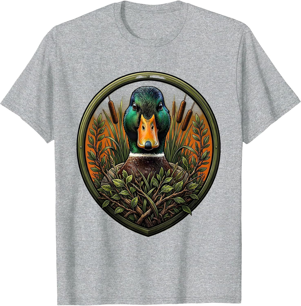 Men's Duck Camo Hunting Brush Pile Illustration T-Shirt - Heather Grey