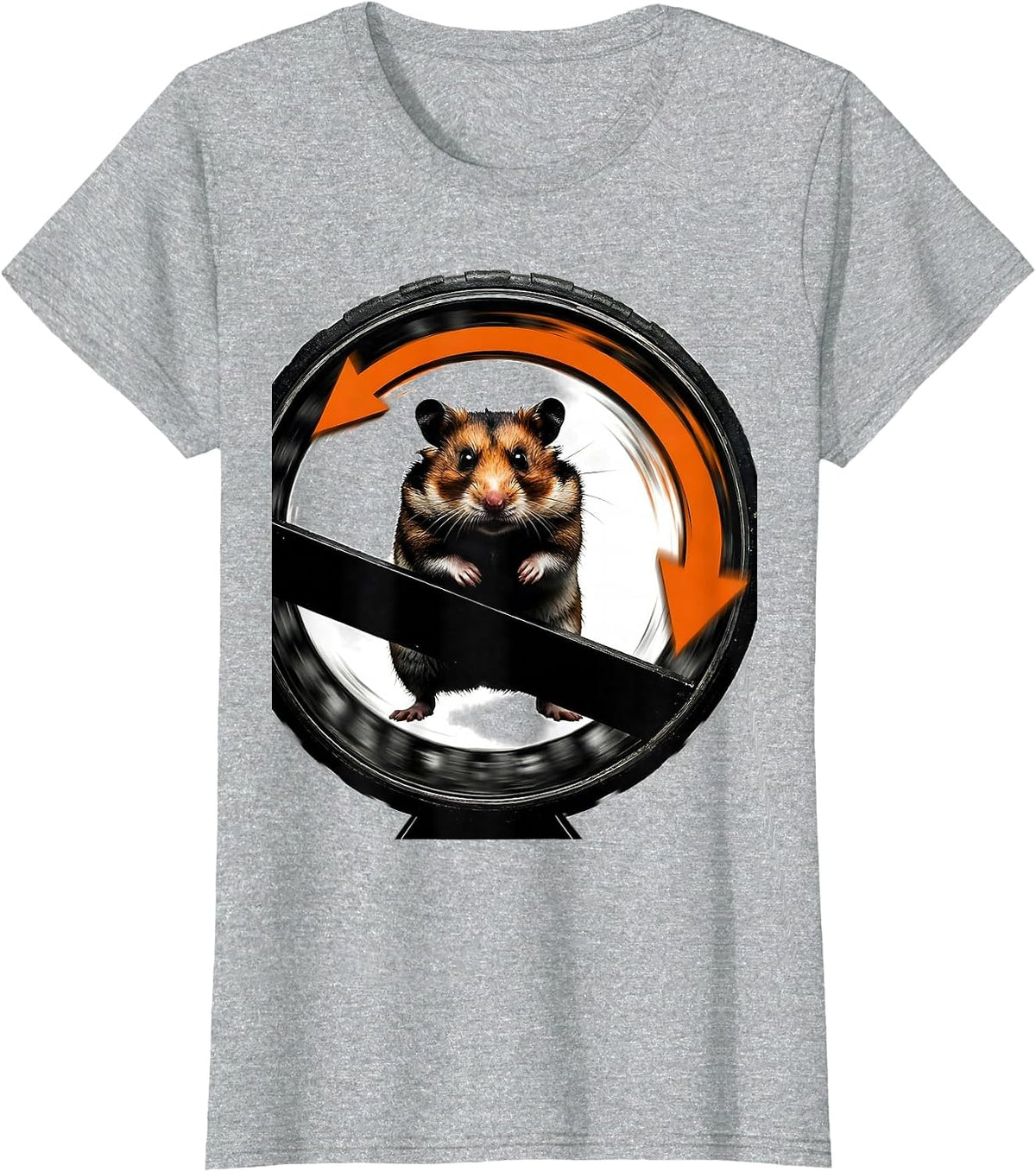 Hamster Running Full Speed in Wheel Funny Meme T-Shirt - Heather Grey