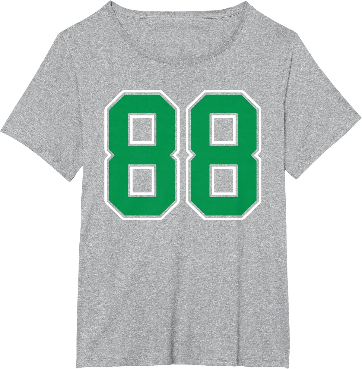 Kelly Green White Number 88 Jersey Player Uniform #88 T-Shirt - Heather Grey