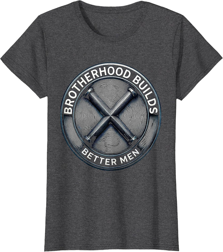 Women's Brotherhood Builds Better Men Iron Sharpens Iron T-Shirt - Dark Heather Grey