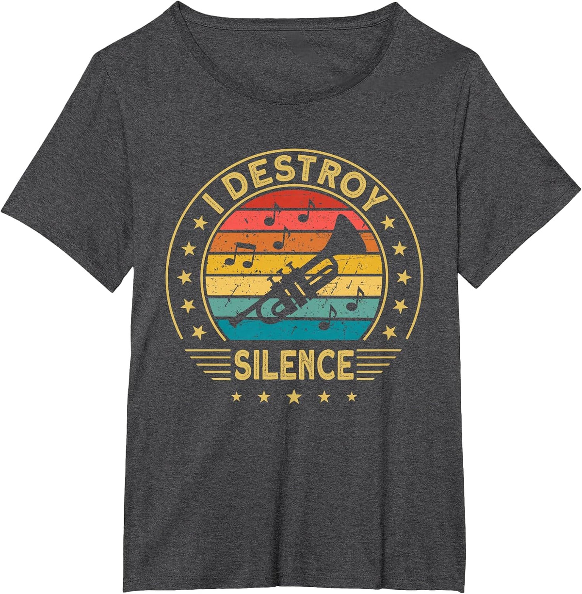 Trumpeter Trumpet Musician I Destroy Silence T-Shirt - Dark Heather Grey