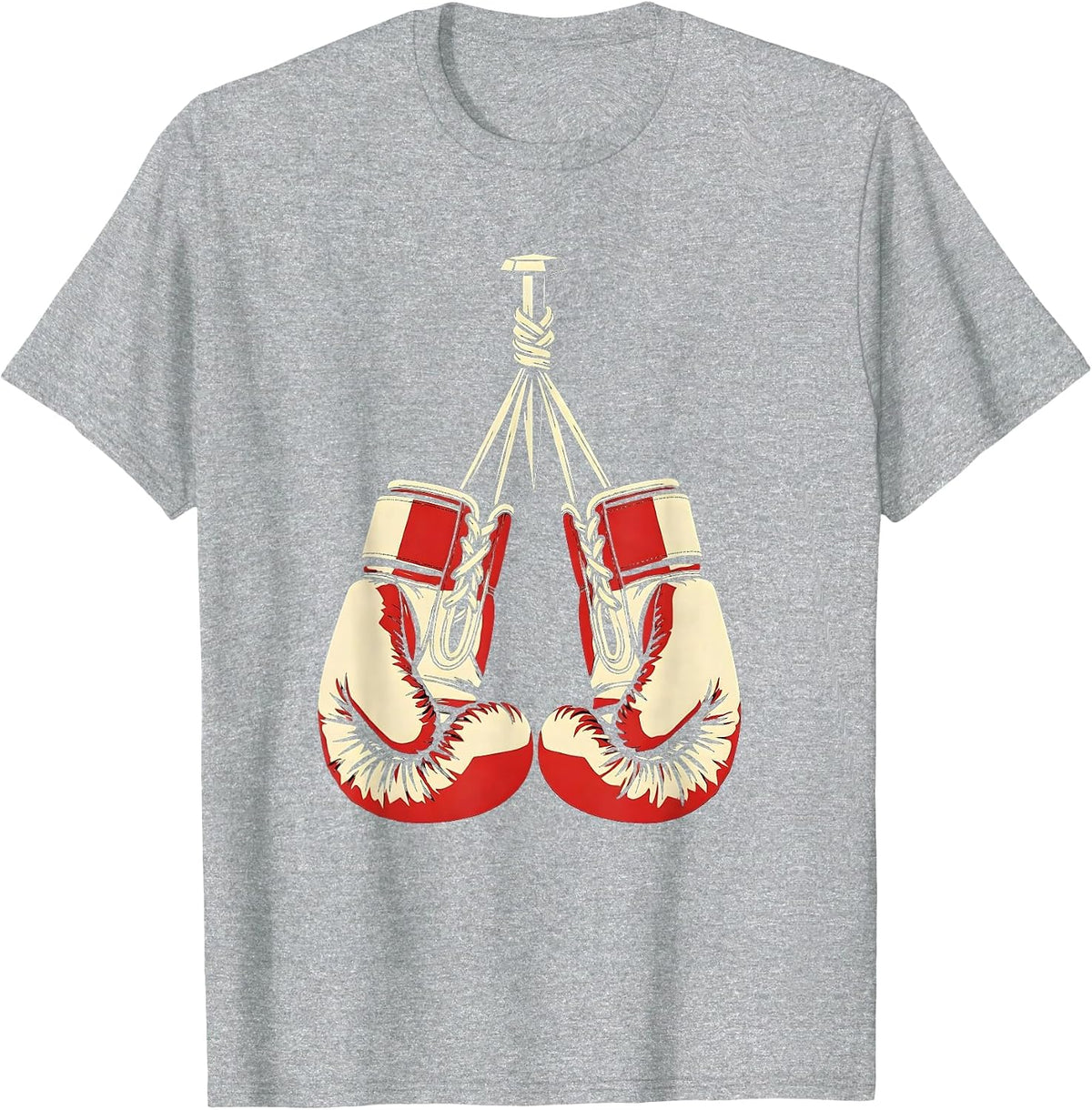Men's Boxing Gloves Hanging on Nail Graphic T-Shirt - Heather Grey