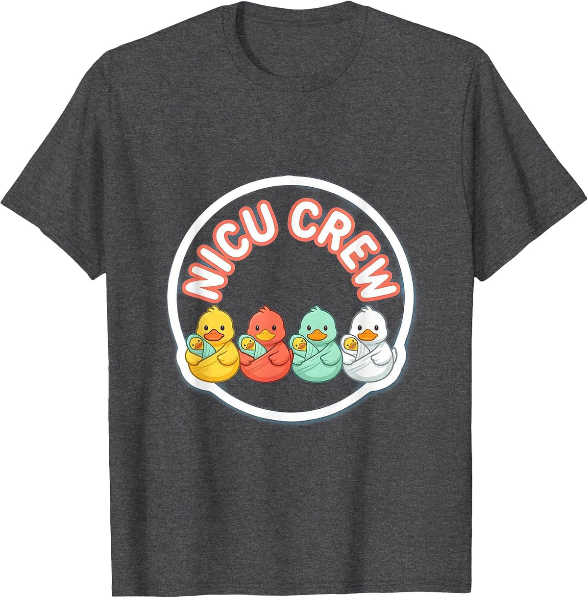 NICU Crew Cute Animal Pediatric Nurse Crew Appreciation T-Shirt - Dark Heather Grey