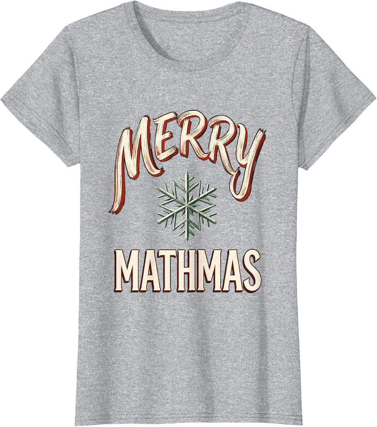 Women's Merry Mathmas Funny Math Teacher Christmas Pun Gift T-Shirt - Heather Grey