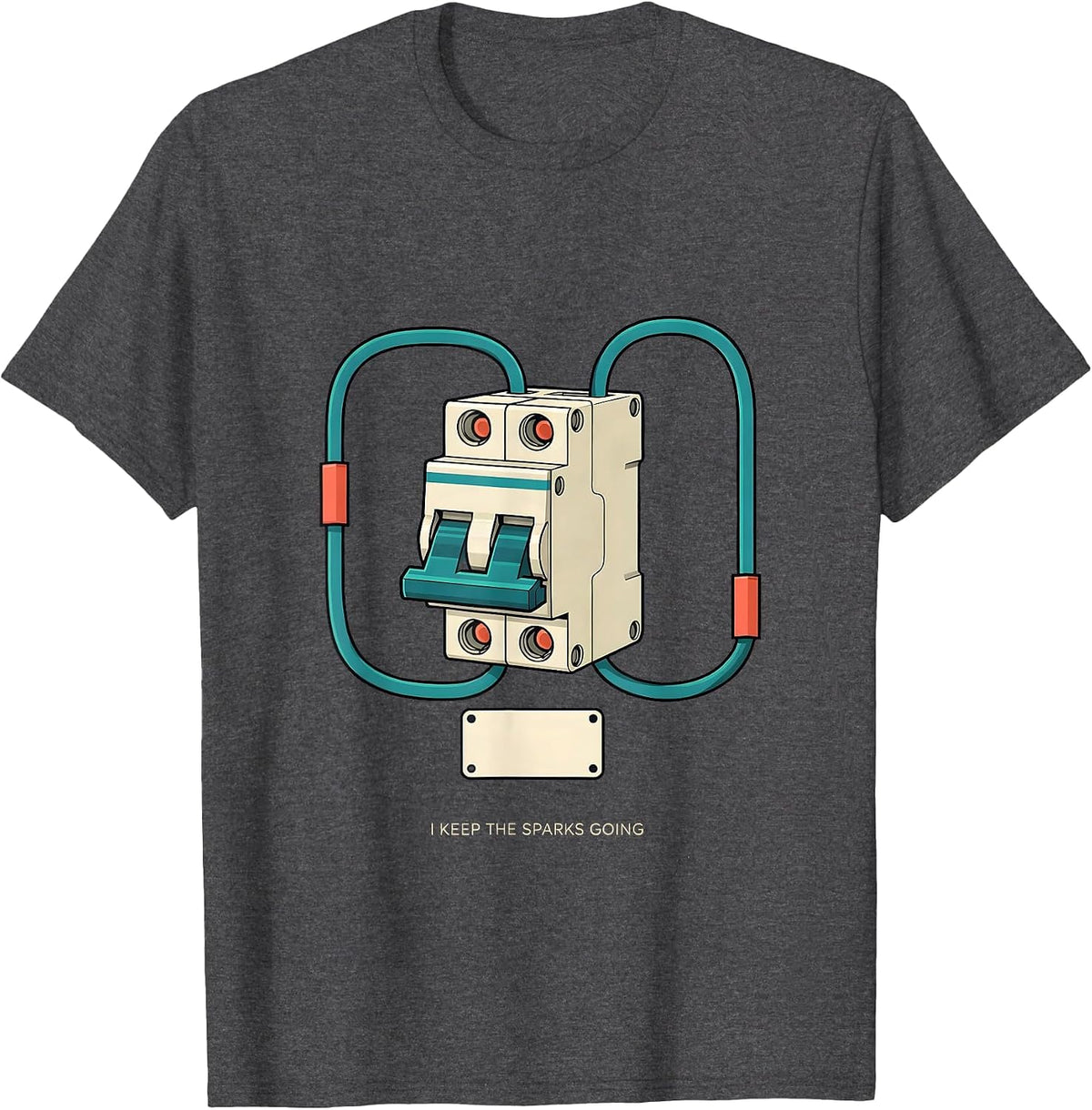I Keep The Sparks Going Funny Electrician Skeleton Trade T-Shirt - Dark Heather Grey