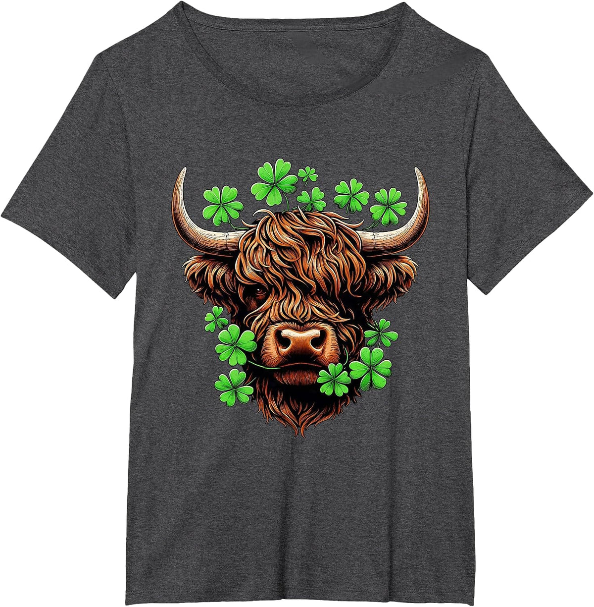 Highland Cow St Patricks Day Saint Pattys Highland Heifer T-Shirt - Dark Heather Grey