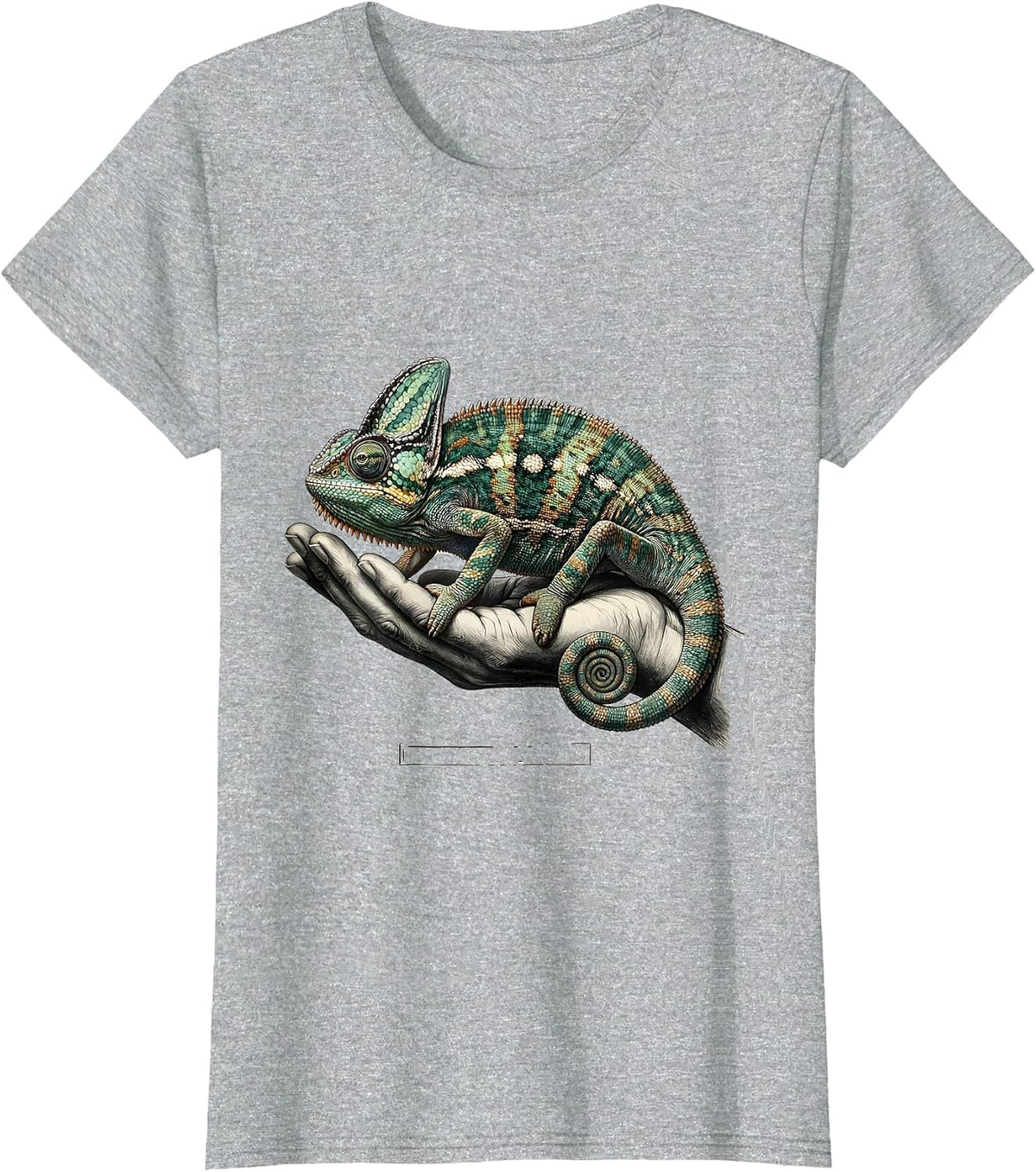 Women's Crested Chameleon Botanical Pet Keeper Cute Reptile T-Shirt - Heather Grey