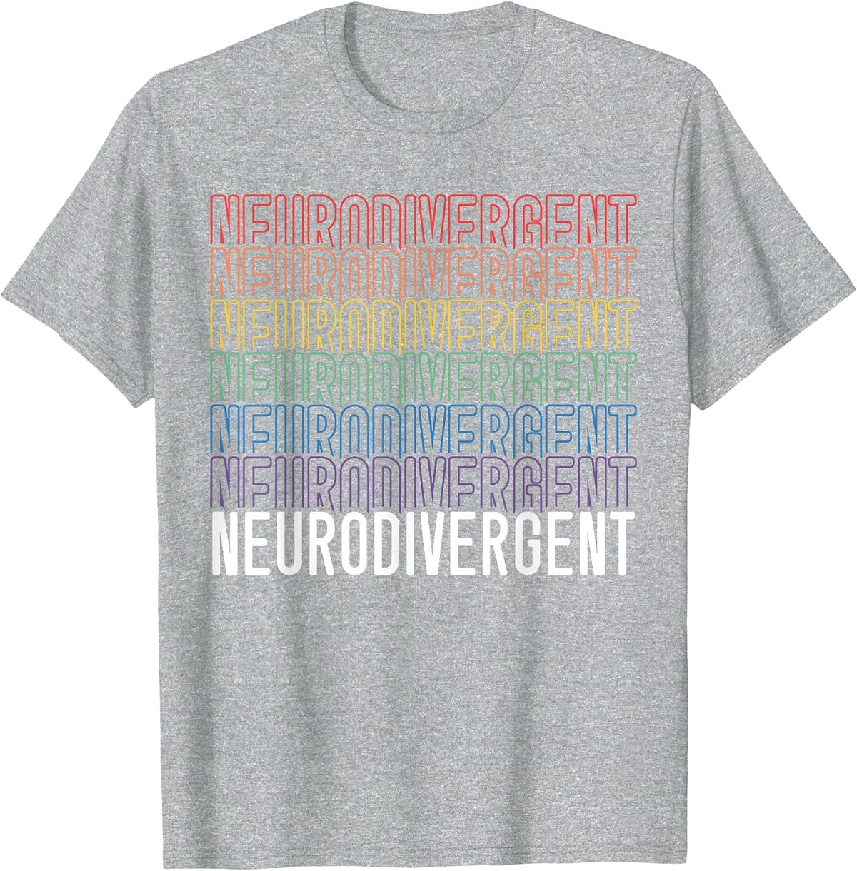 Neurodivergent Neurodiversity Rainbow ADHD ASD Awareness T-Shirt - Heather Grey
