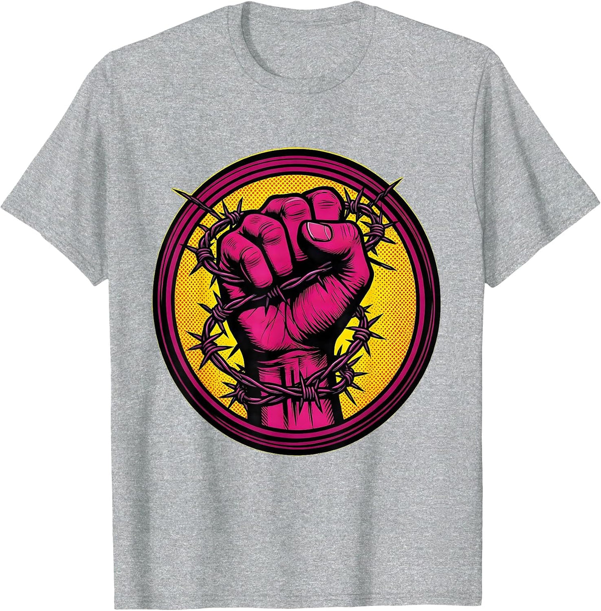 Men's Barbed Wire Fist Graphic Tee – Bold Street Art T-Shirt - Heather Grey