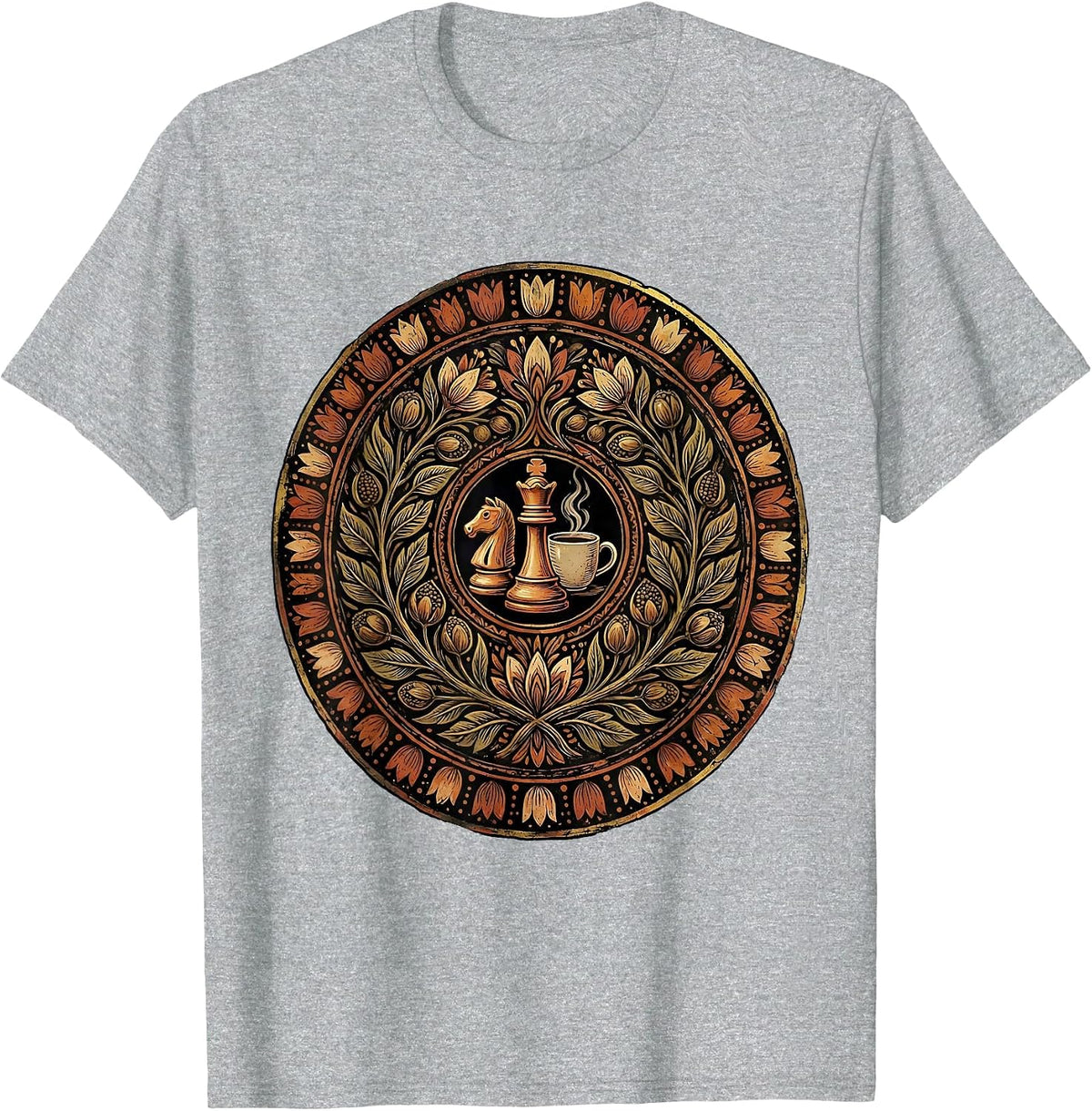Men's Queen Chess Piece Coffee Lover Graphic Tee T-Shirt - Heather Grey