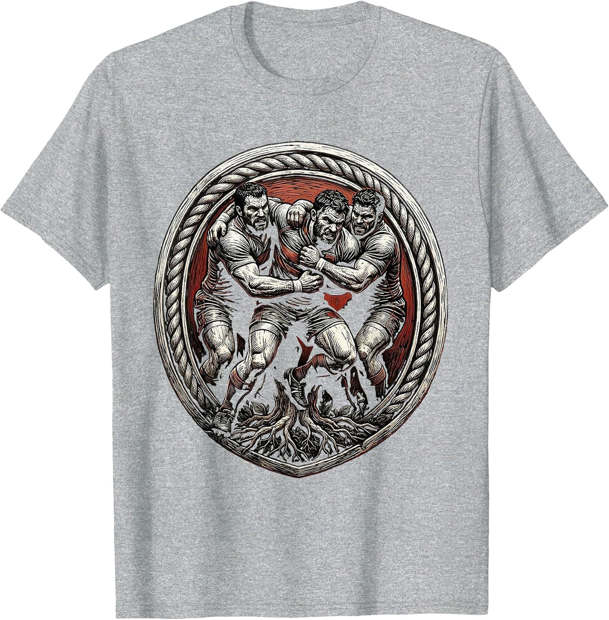 Men's Rugby Maul Formation Graphic Illustration T-Shirt - Heather Grey
