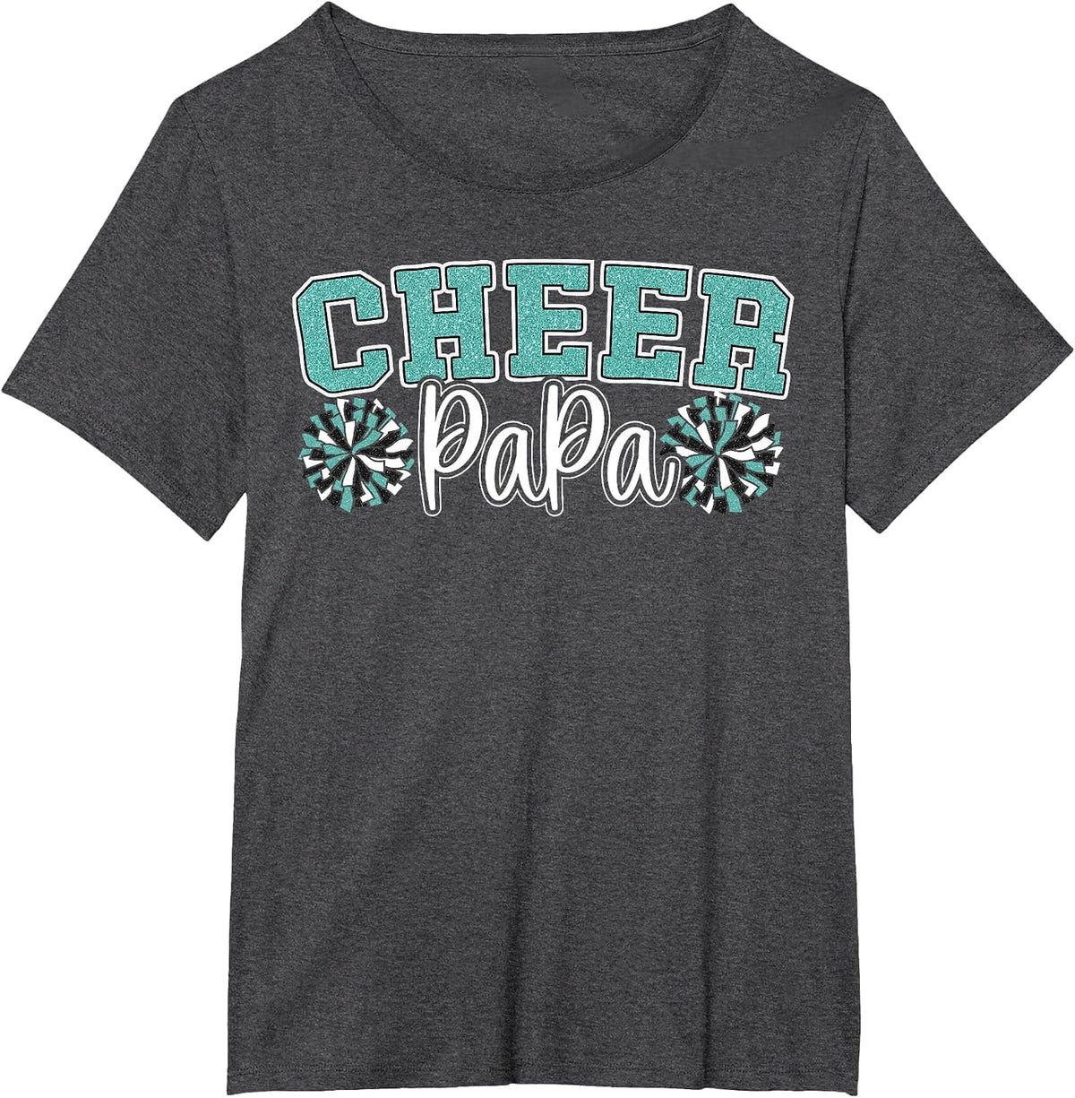 Cheer Papa My Favorite Cheerleader Calls Me Dad Teal Blue T-Shirt - Dark Heather Grey
