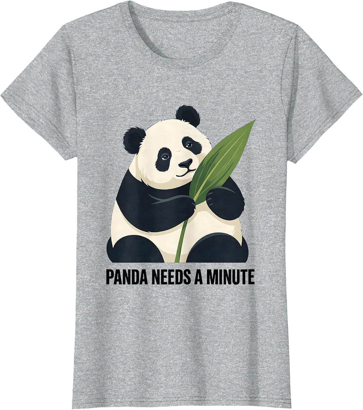 Panda Needs A Minute Funny Cute Kawaii Panda Lover Gift T-Shirt - Heather Grey
