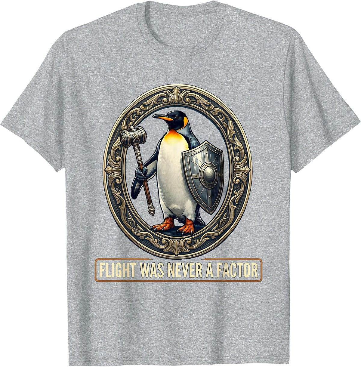 Men's Flight Was Never A Factor Funny Penguin Martial Arts Dark T-Shirt - Heather Grey