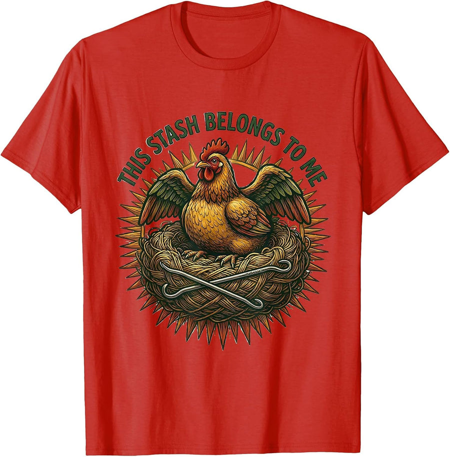Men's This Stash Belongs To Me Funny Crochet Knitting Yarn Craft T-Shirt - Red