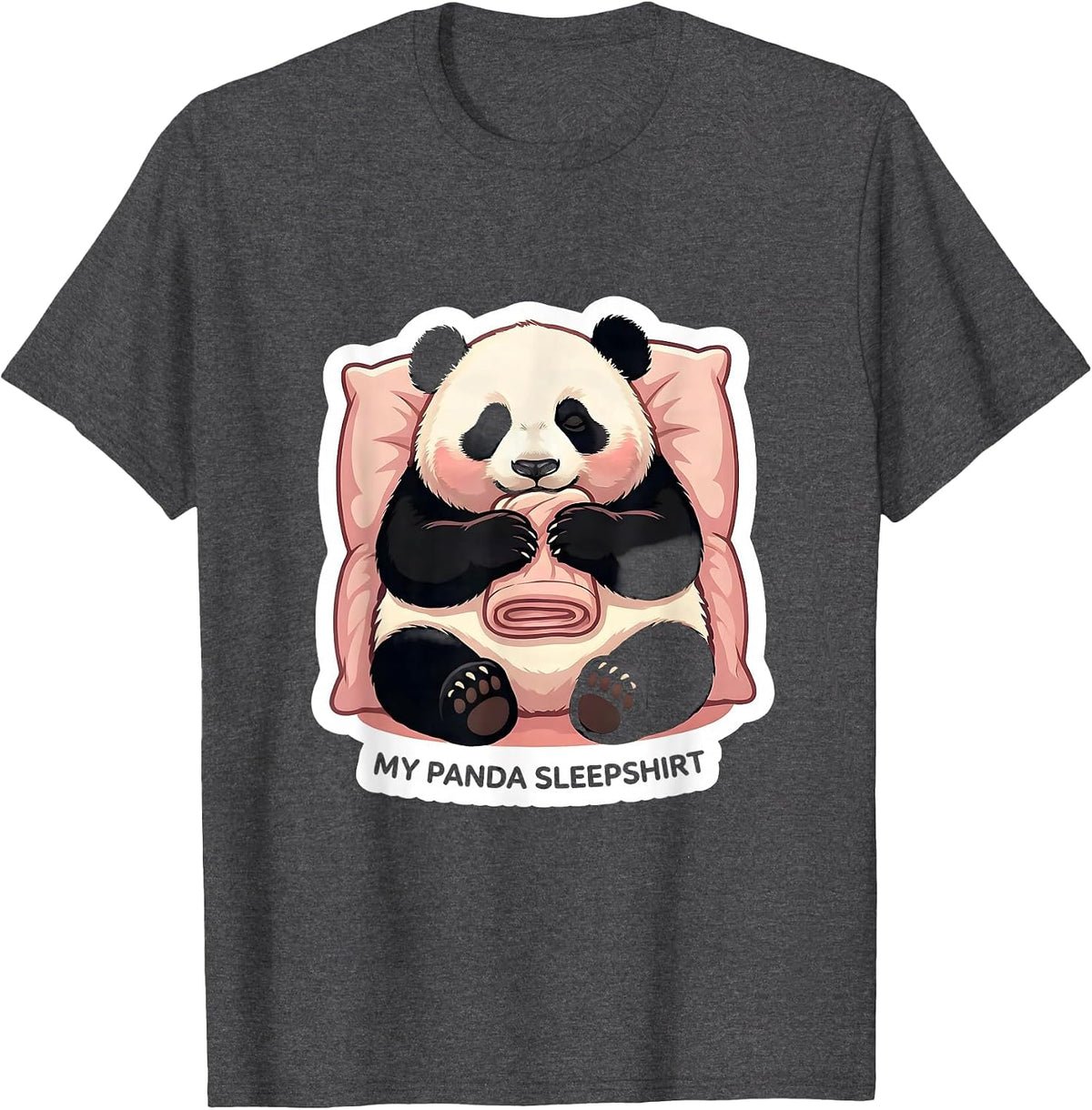 Men's My Panda Sleepshirt Cute Animal Lover Pajama Gift T-Shirt - Dark Heather Grey