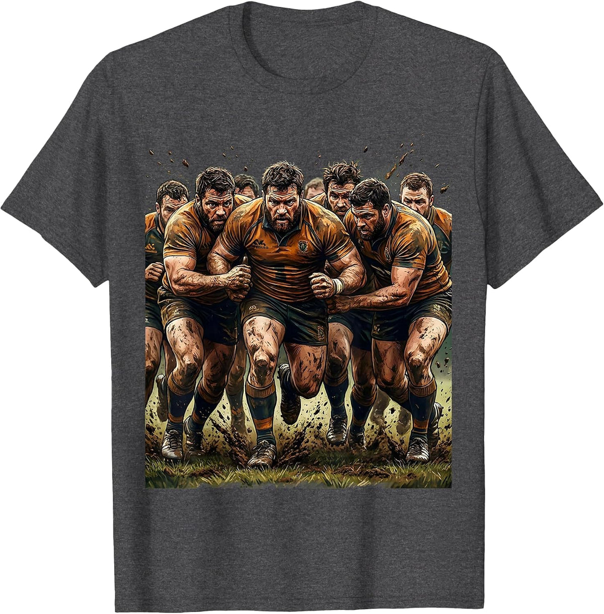 Rugby Forwards Stampede Graphic Design T-Shirt - Dark Heather Grey