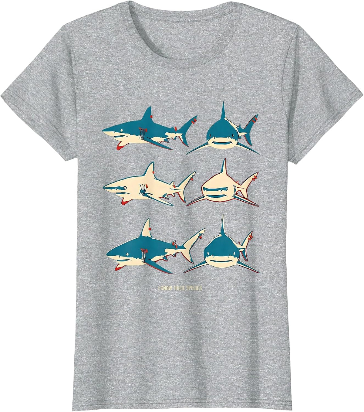 I Know These Species Funny Shark Lover Marine Biology Humor T-Shirt - Heather Grey