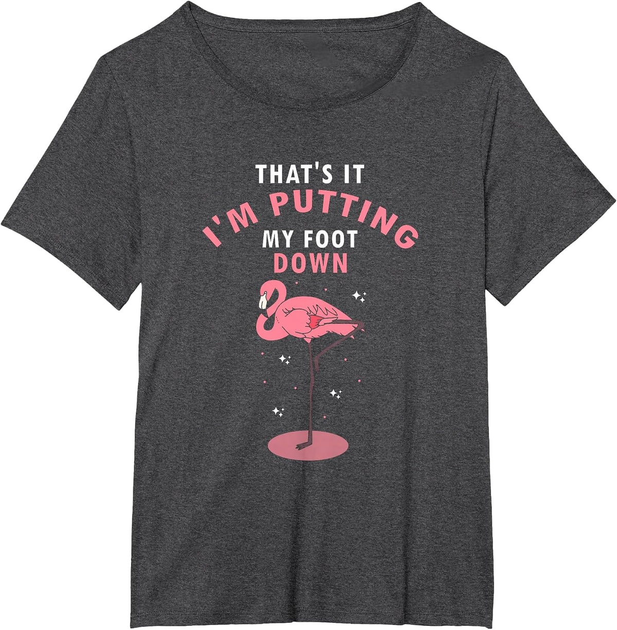 Flamingo Funny That's It I'm Putting My Foot Down T-Shirt - Dark Heather Grey