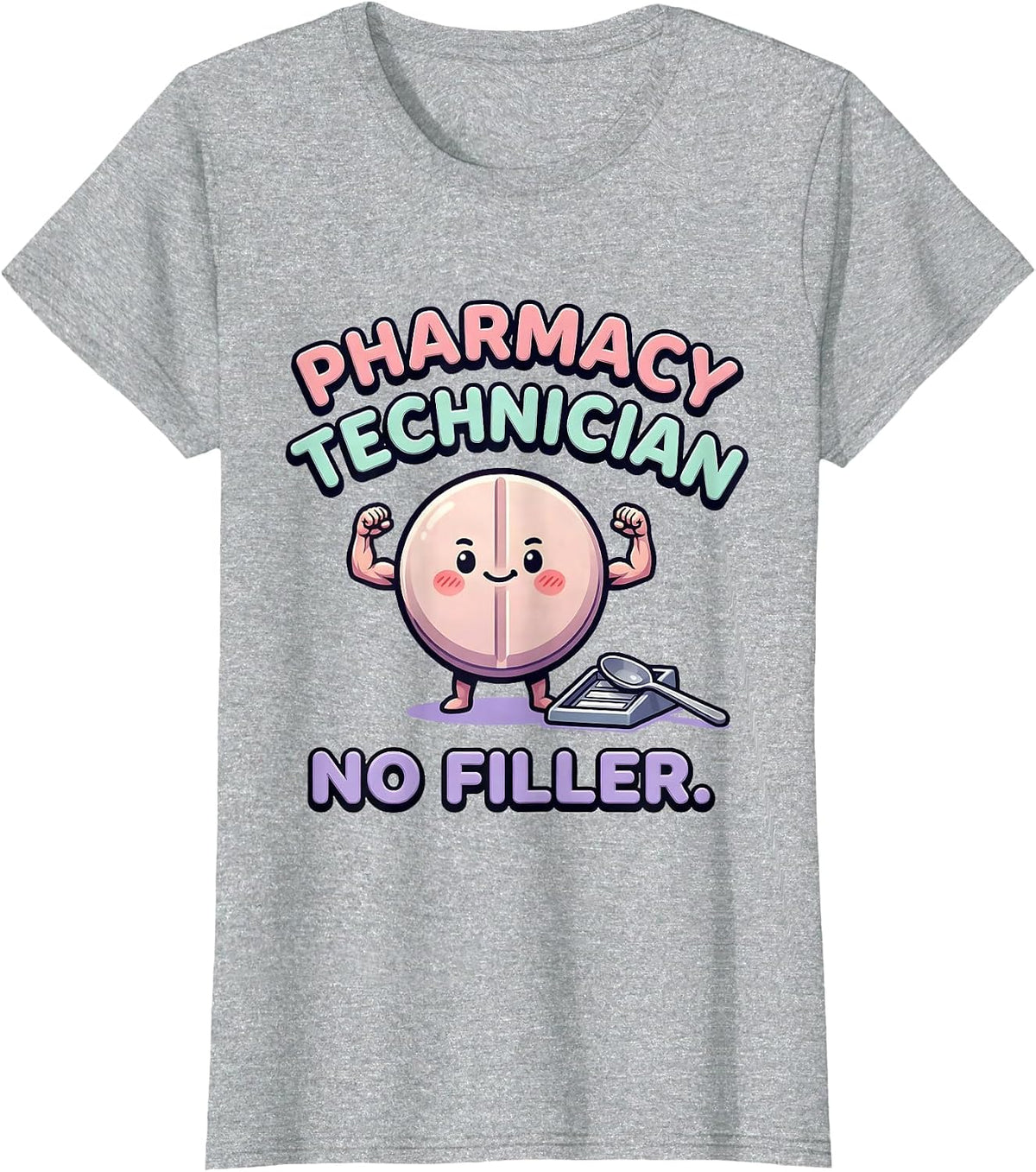 Pharmacy Technician No Filler Cute Kawaii Pharmacy Squad T-Shirt - Heather Grey
