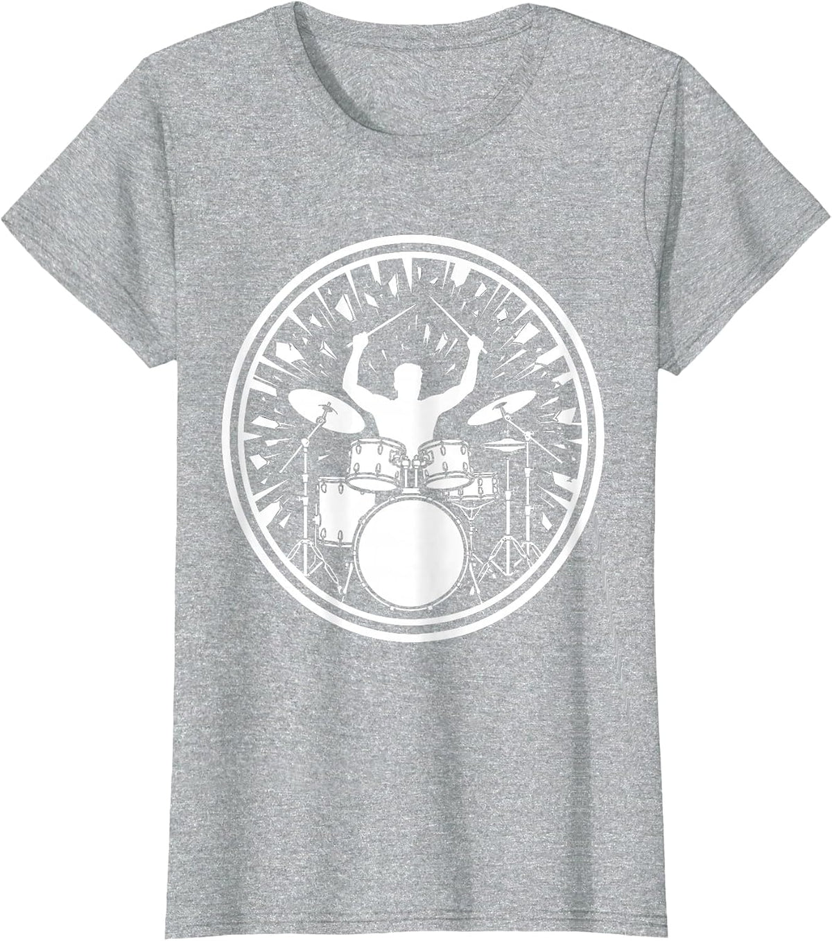 Exploding Drum Kit Band Graphic Tee T-Shirt - Heather Grey