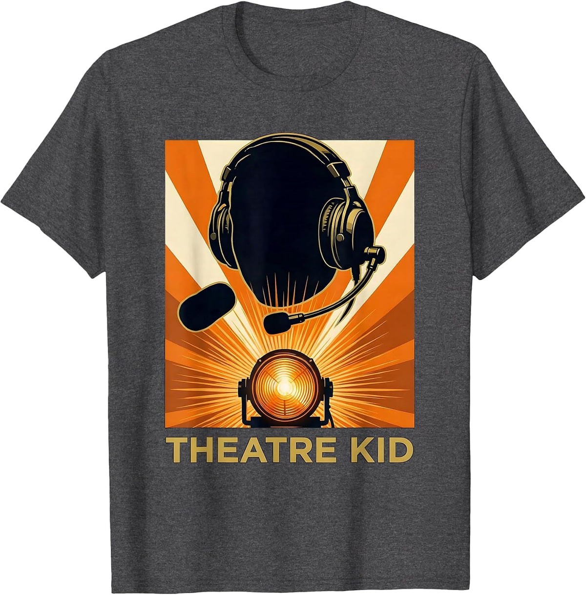 Men's Headset Mid-Adjust Theater Nerd Stage Crew Humor T-Shirt - Dark Heather Grey