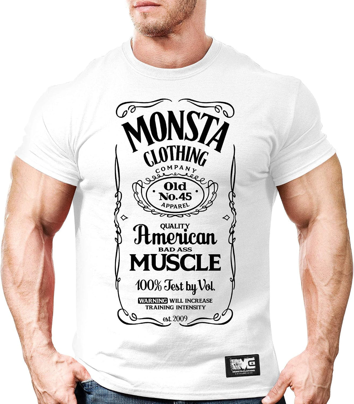 Monsta Clothing Co. Men's Workout (Always Train Reckless) Gym T-Shirt (A:BK) - White