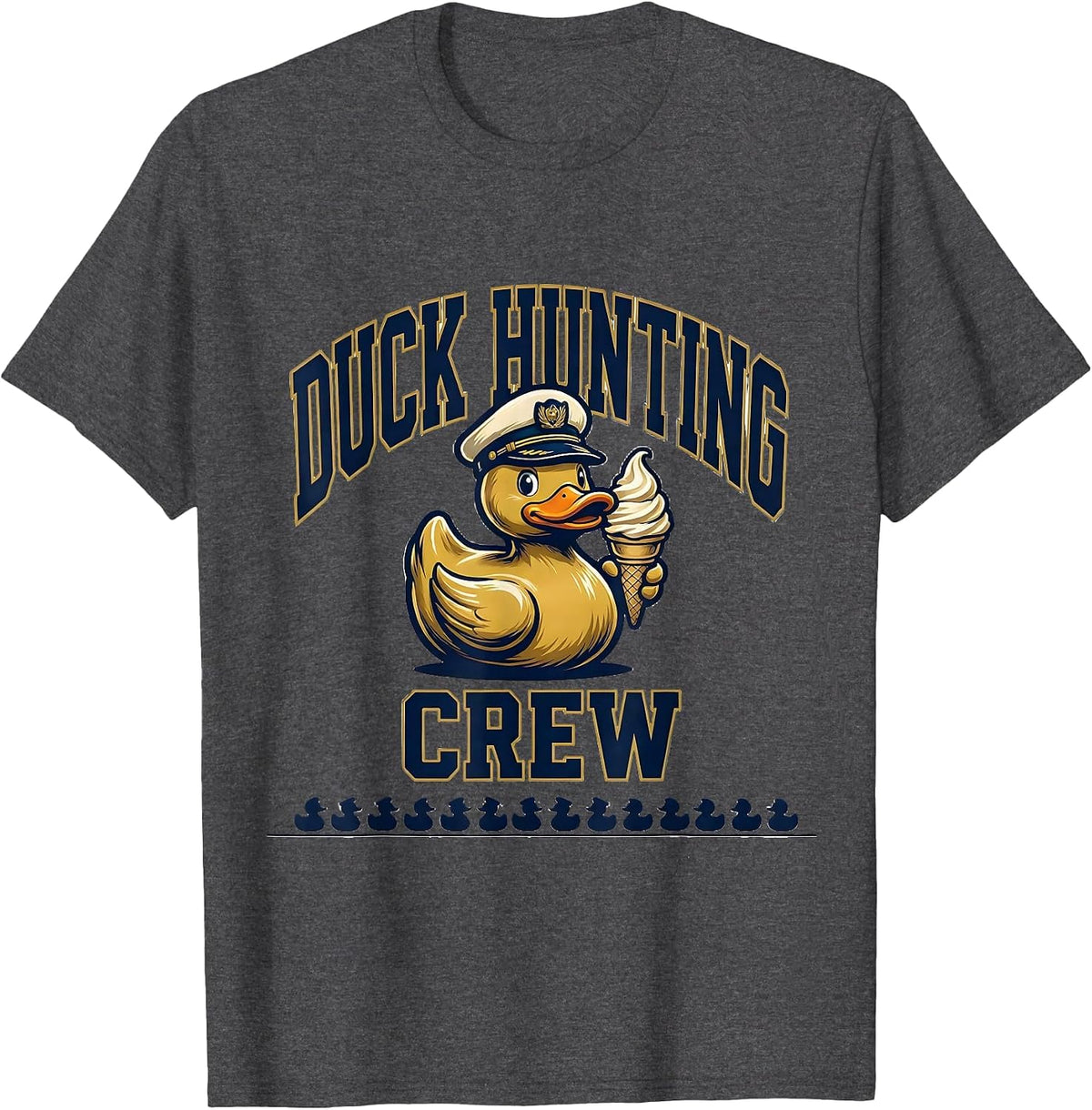 Duck Hunting Crew Funny Cruise Ice Cream Matching Group T-Shirt - Dark Heather Grey