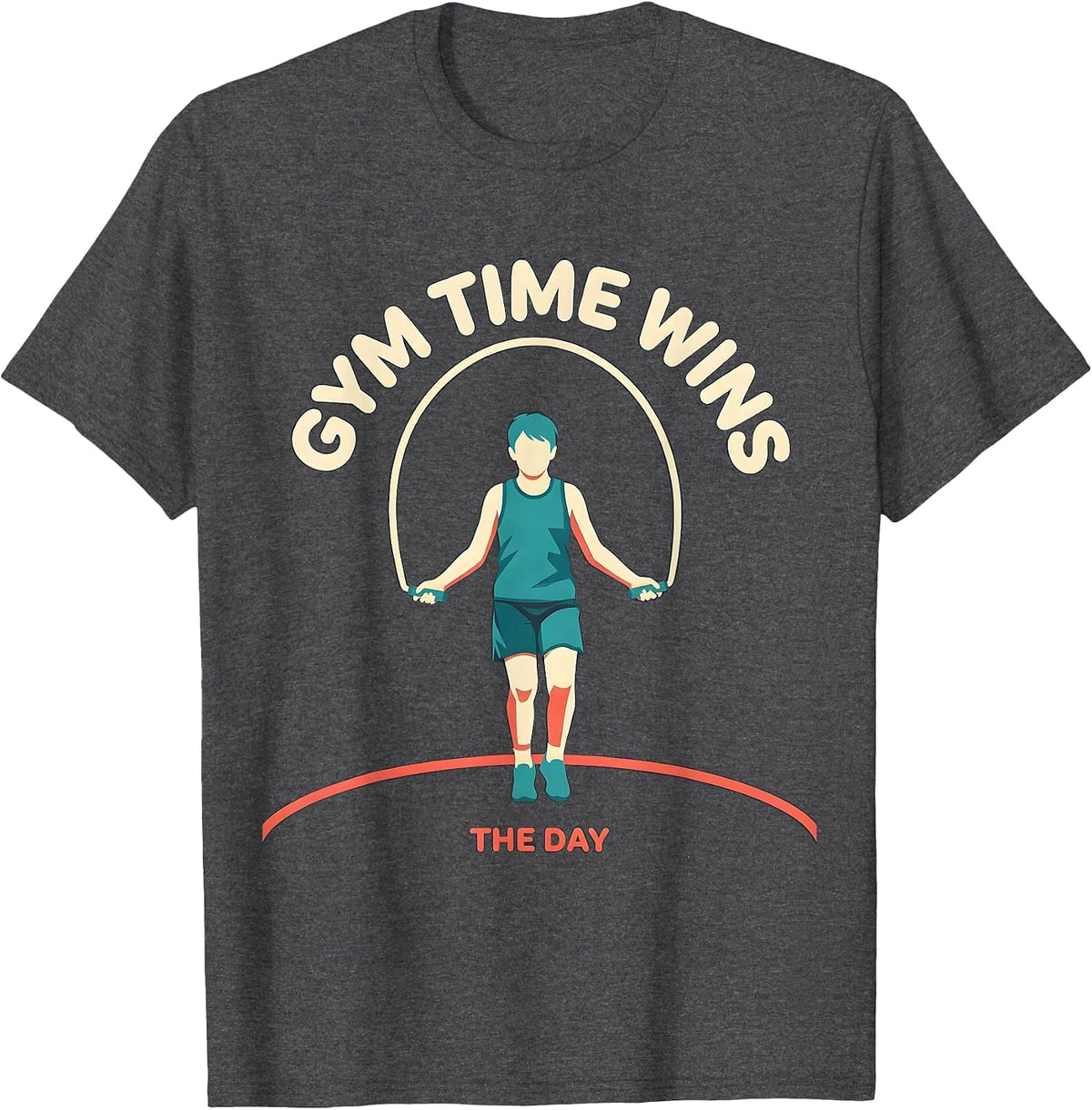 Gym Time Wins The Day Funny PE Teacher Back To School T-Shirt - Dark Heather Grey