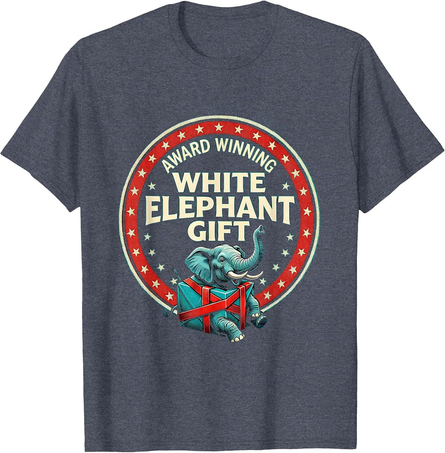 Award Winning White Elephant Gift Funny Gift Exchange Party T-Shirt - Heather Blue