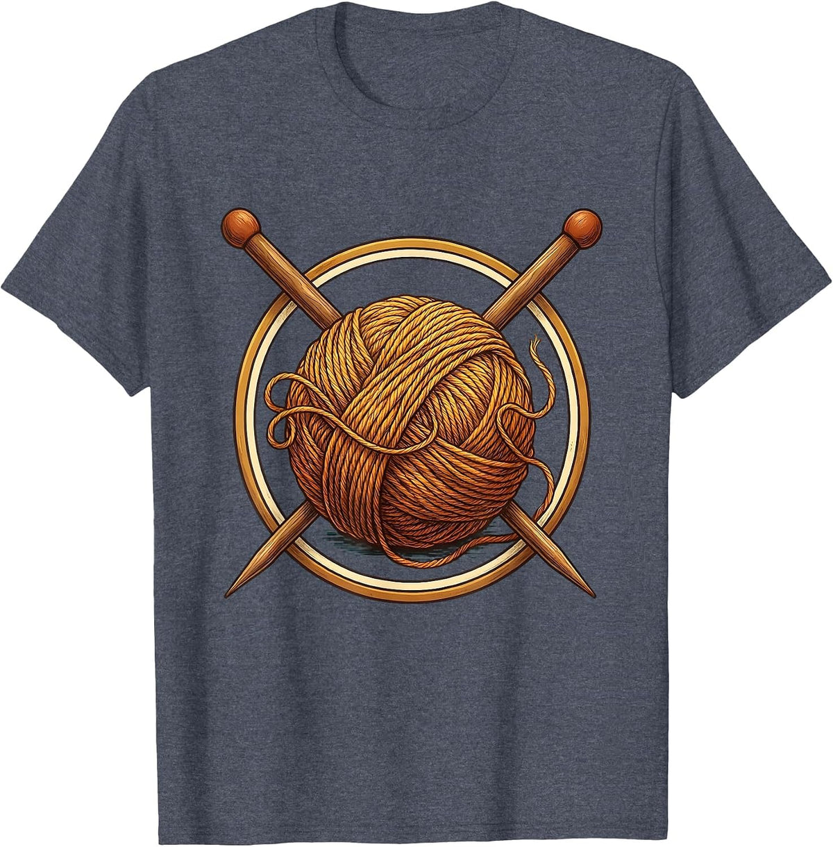 Crochet Yarn Ball Knitting Needles Graphic Tee T-Shirt - Heather Blue