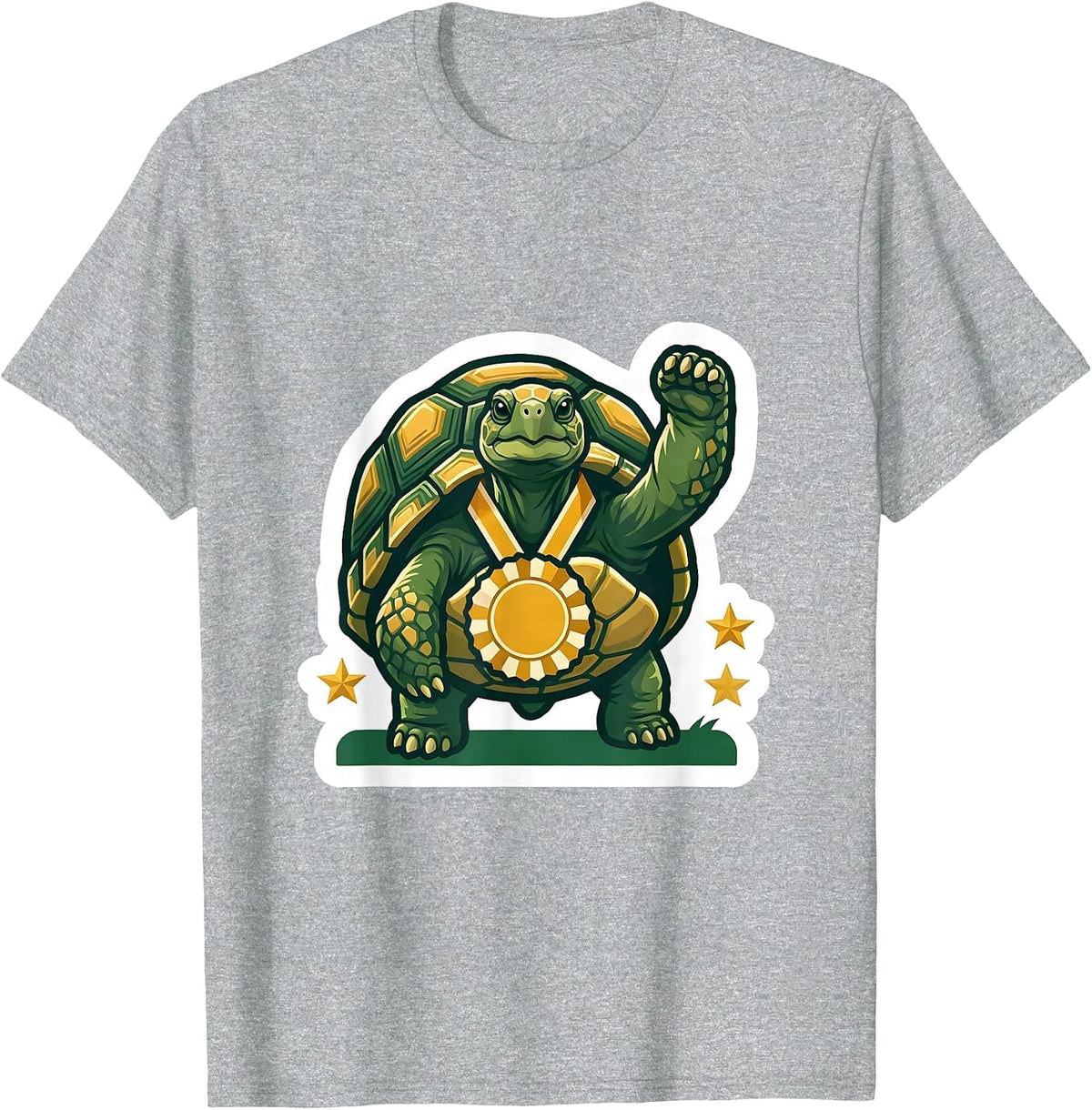 Men's Compact Die-Cut Tortoise Sticker Funny Animal Lover Humor T-Shirt - Heather Grey