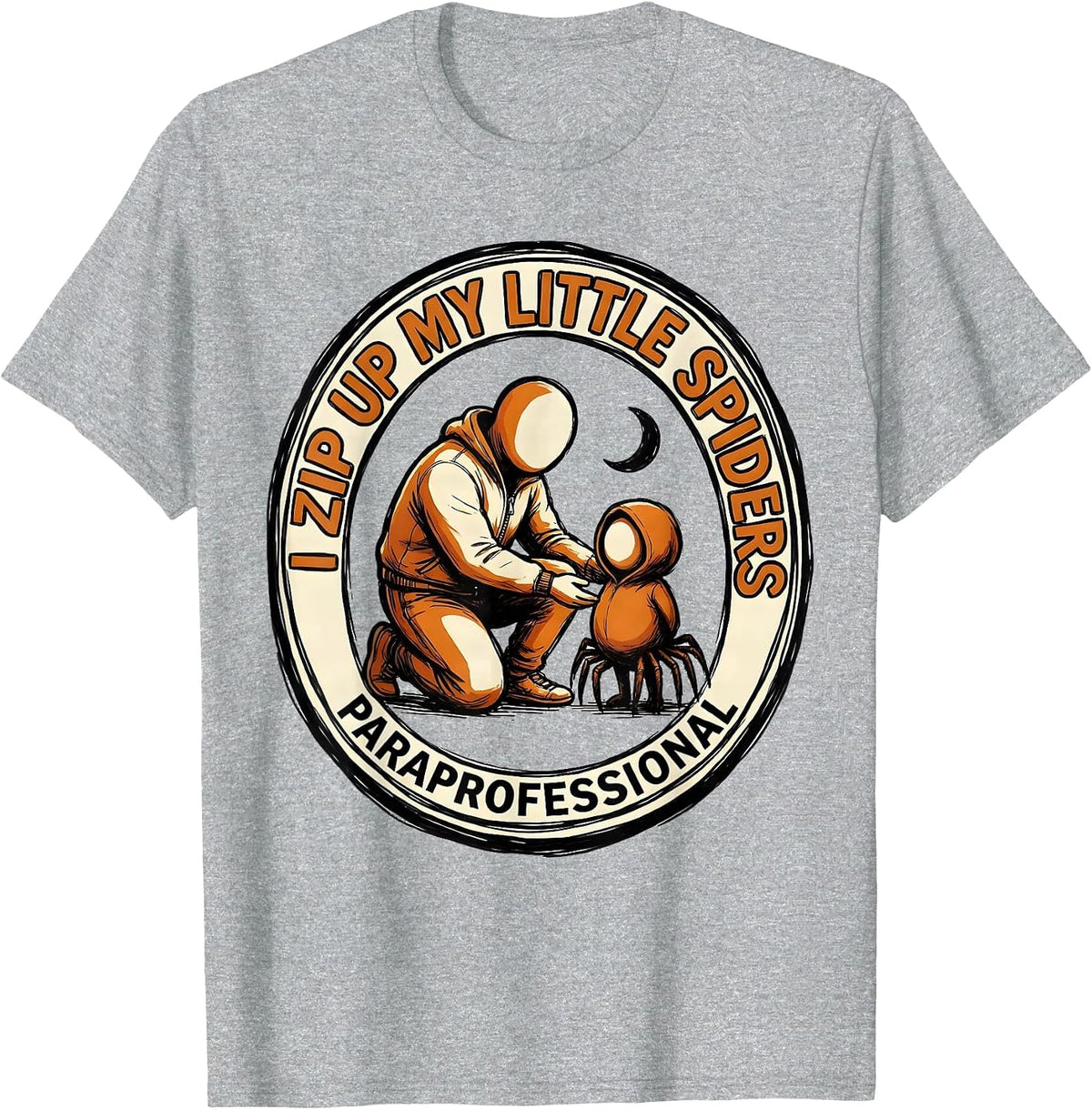 Men's I Zip Up My Little Spiders Paraprofessional Halloween T-Shirt - Heather Grey