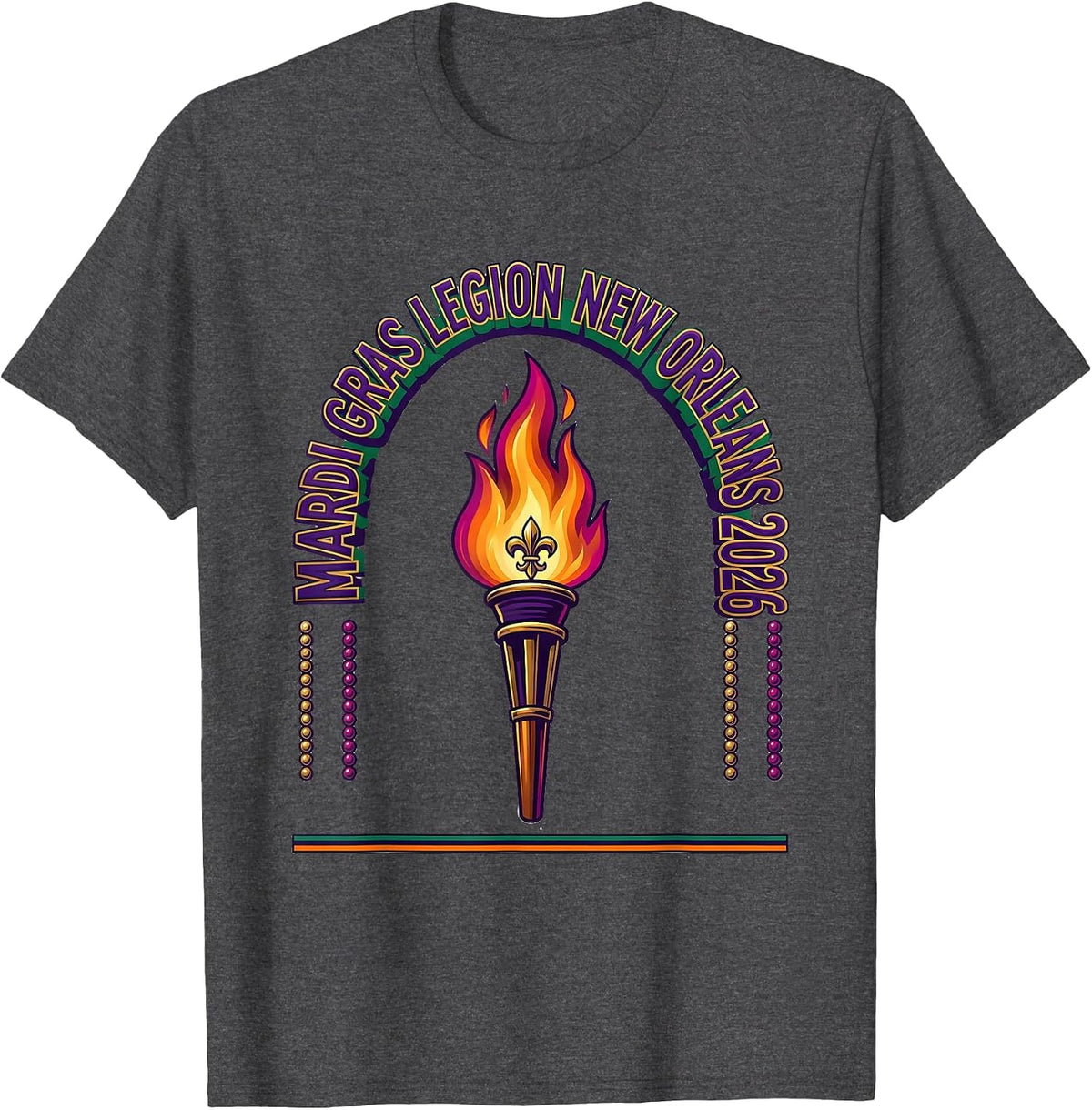 Mardi Gras Legion New Orleans 2026 Carnival Party Costume T-Shirt - Dark Heather Grey