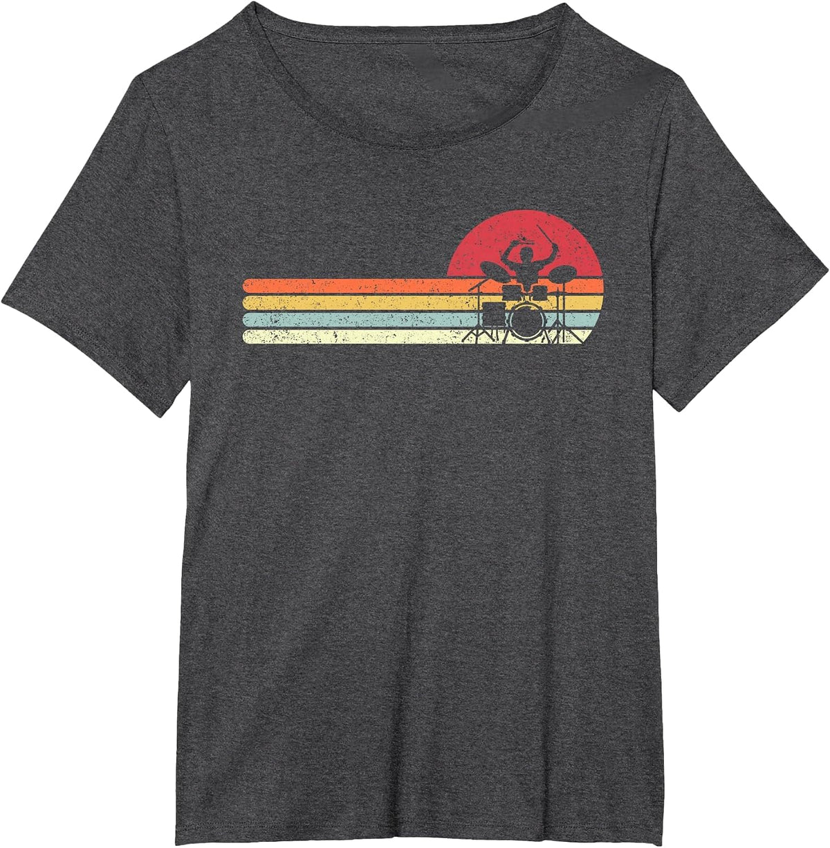 Drummer Shirt. Retro Style Drum Player T-Shirt T-Shirt - Dark Heather Grey