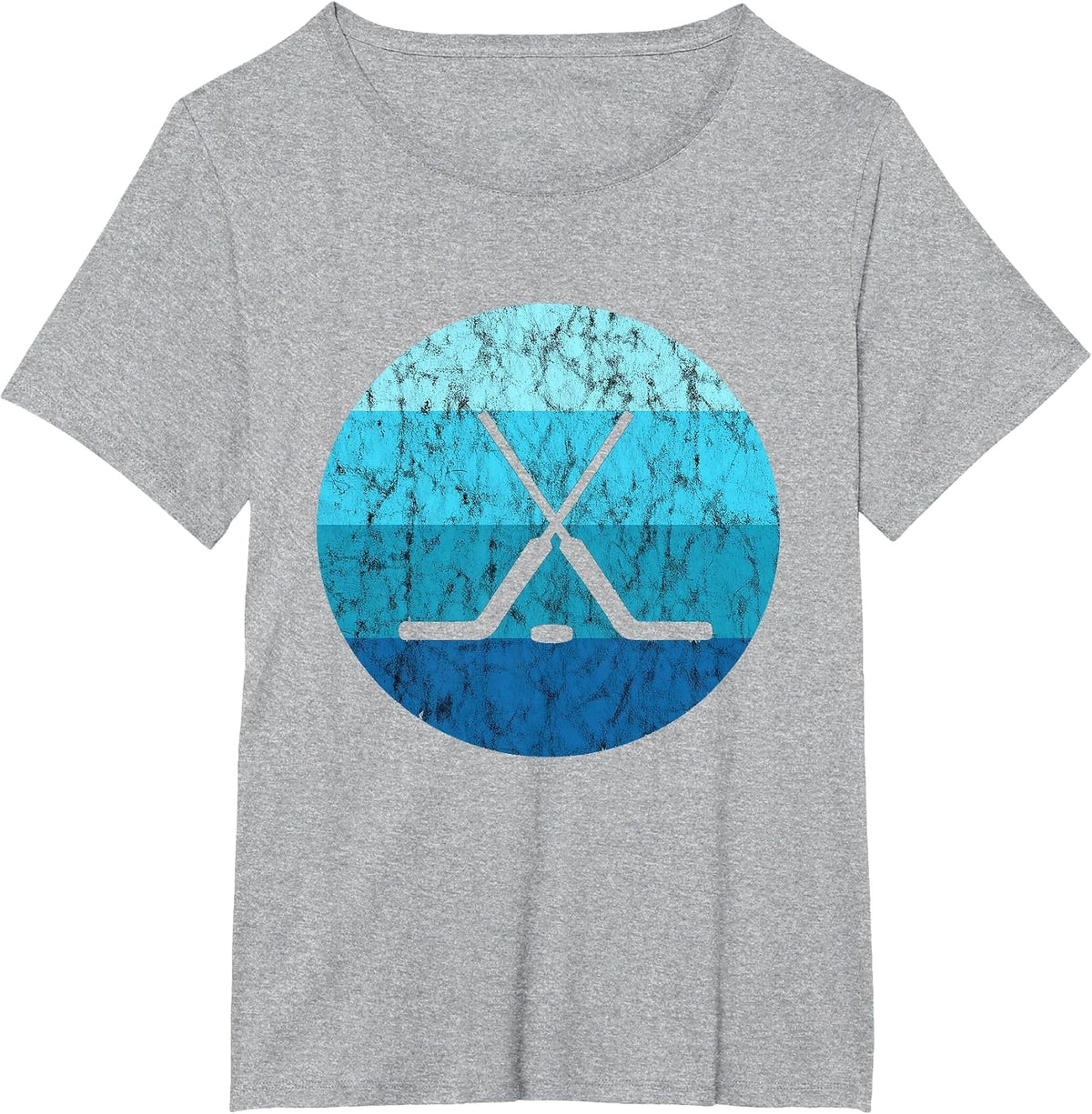 Ice Hockey Stick Hockey Sport Retro Vintage Ocean Water T-Shirt - Heather Grey