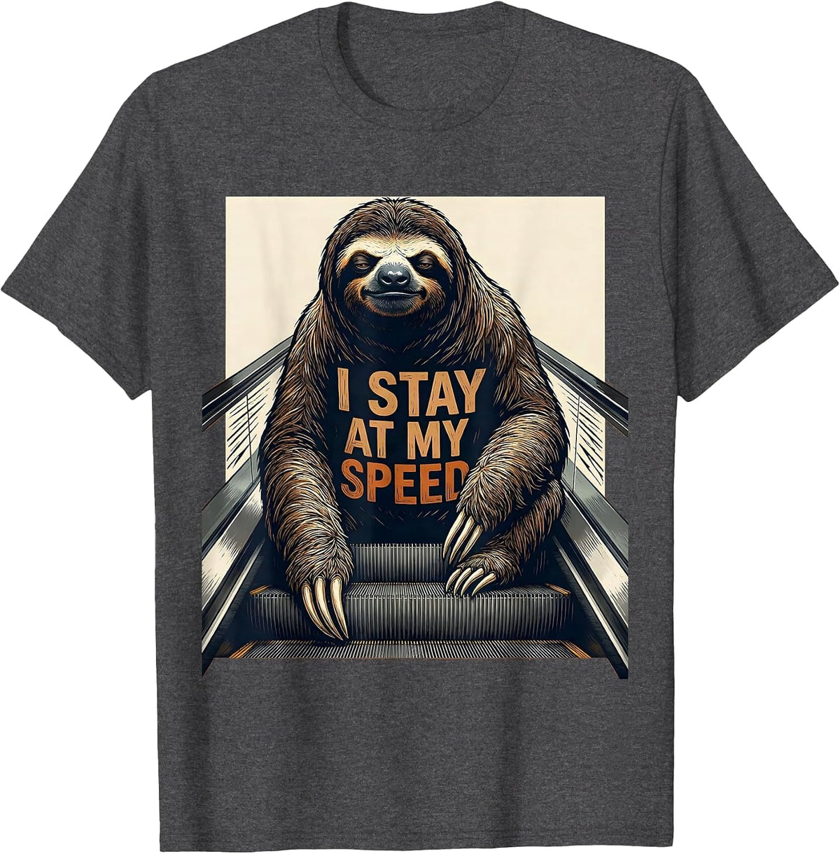 I Stay At My Speed Funny Sloth Lover Gift T-Shirt - Dark Heather Grey