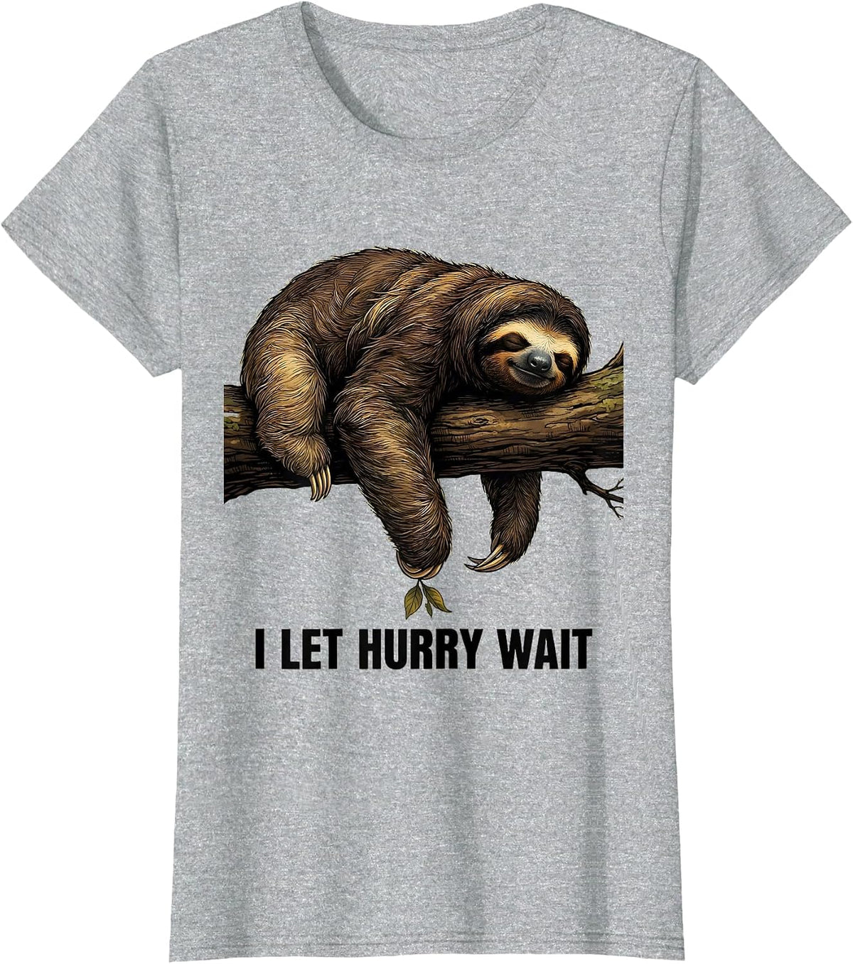 I Let Hurry Wait Funny Sloth Humor Gift for Sloth Lovers T-Shirt - Heather Grey