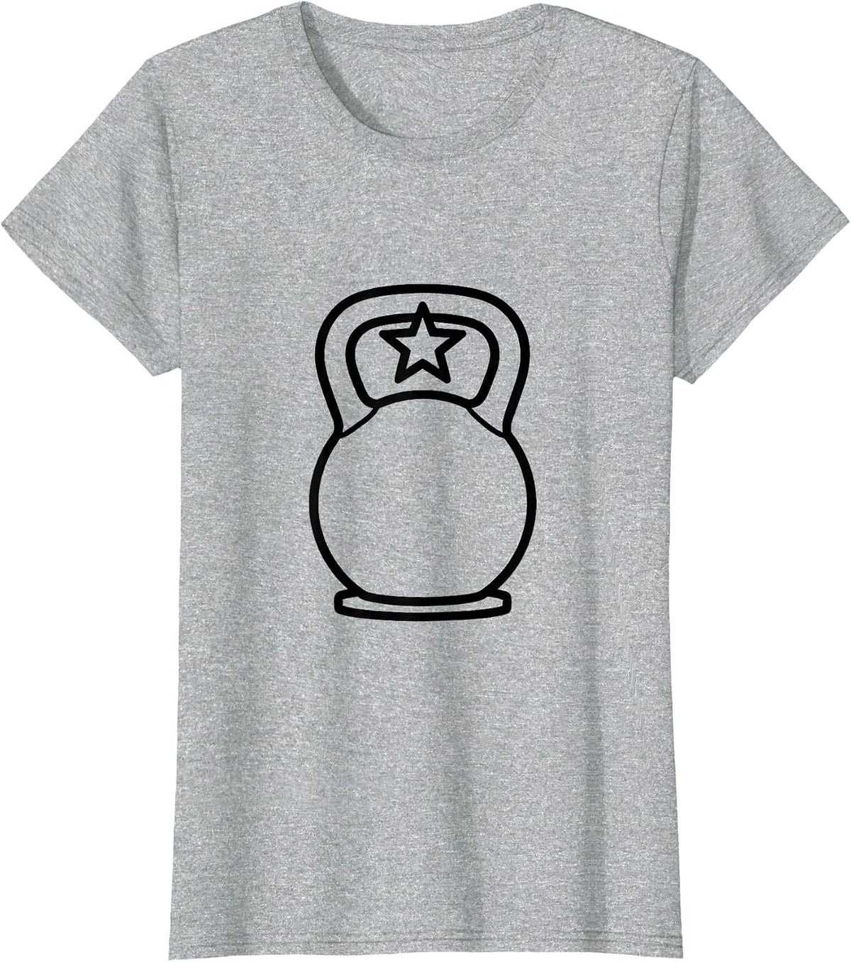 Women's Kettlebell Star Gym Christmas Fitness Humor T-Shirt - Heather Grey