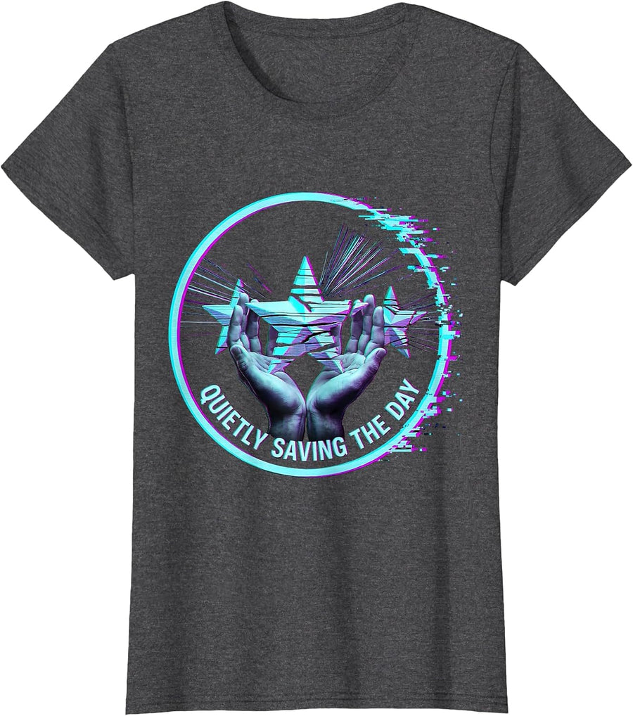 Women's Quietly Saving the Day Paraprofessional Design T-Shirt - Dark Heather Grey