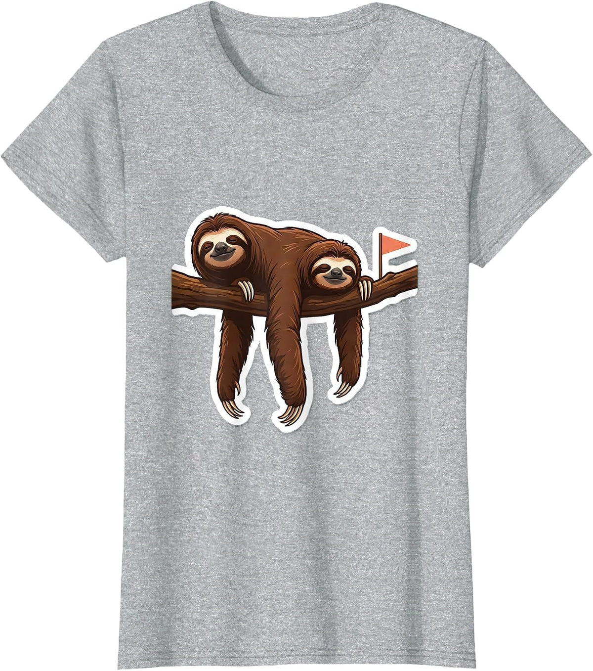 Slack Sloth Sticker Style Funny Animal Lover Gift T-Shirt - Heather Grey