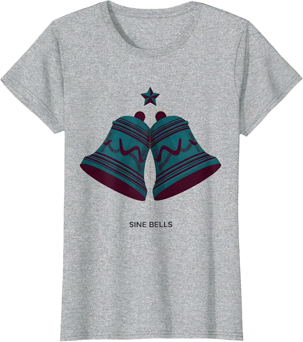 Sine Bells Geometric Math Teacher Christmas STEM Humor T-Shirt - Heather Grey