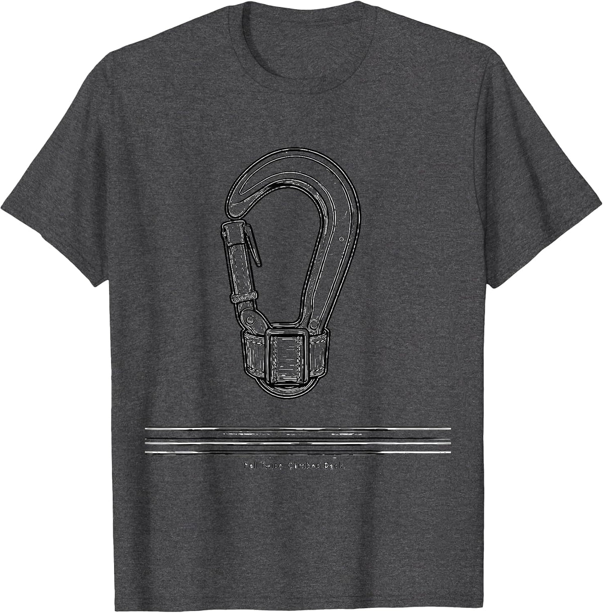 Men's Fell Twice. Climbed Back Funny Electrician Skeleton Lineman T-Shirt - Dark Heather Grey