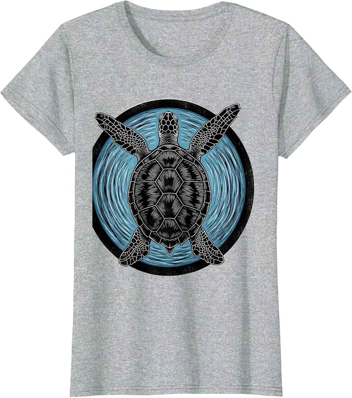 Turtle Viewed From Below Through Water Surface T-Shirt - Heather Grey