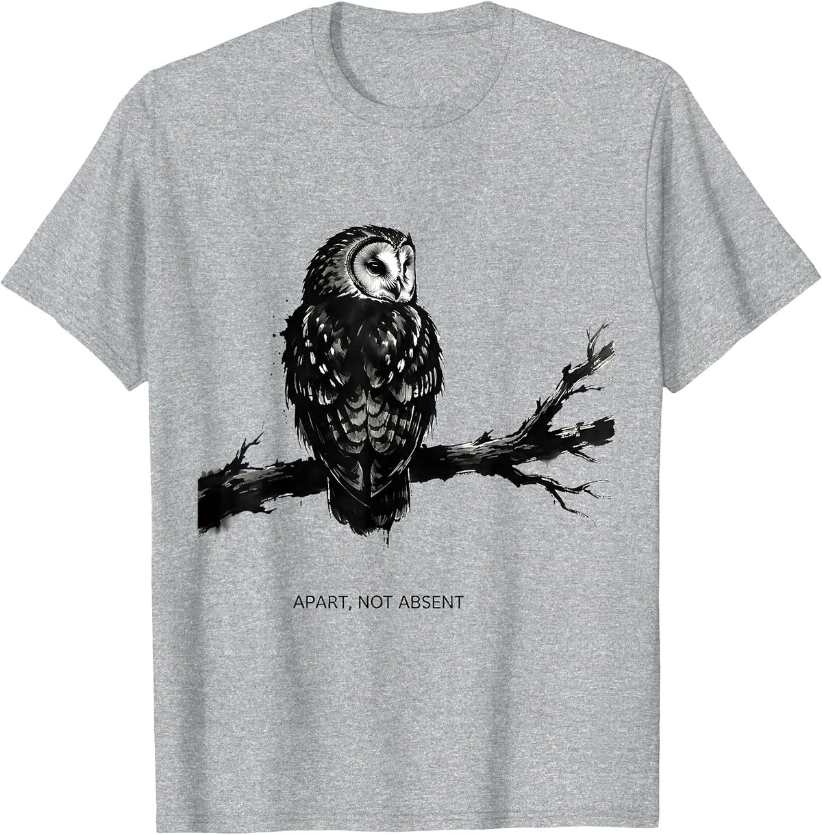 Men's Apart Not Absent Funny Owl Bird Lover Humor T-Shirt - Heather Grey
