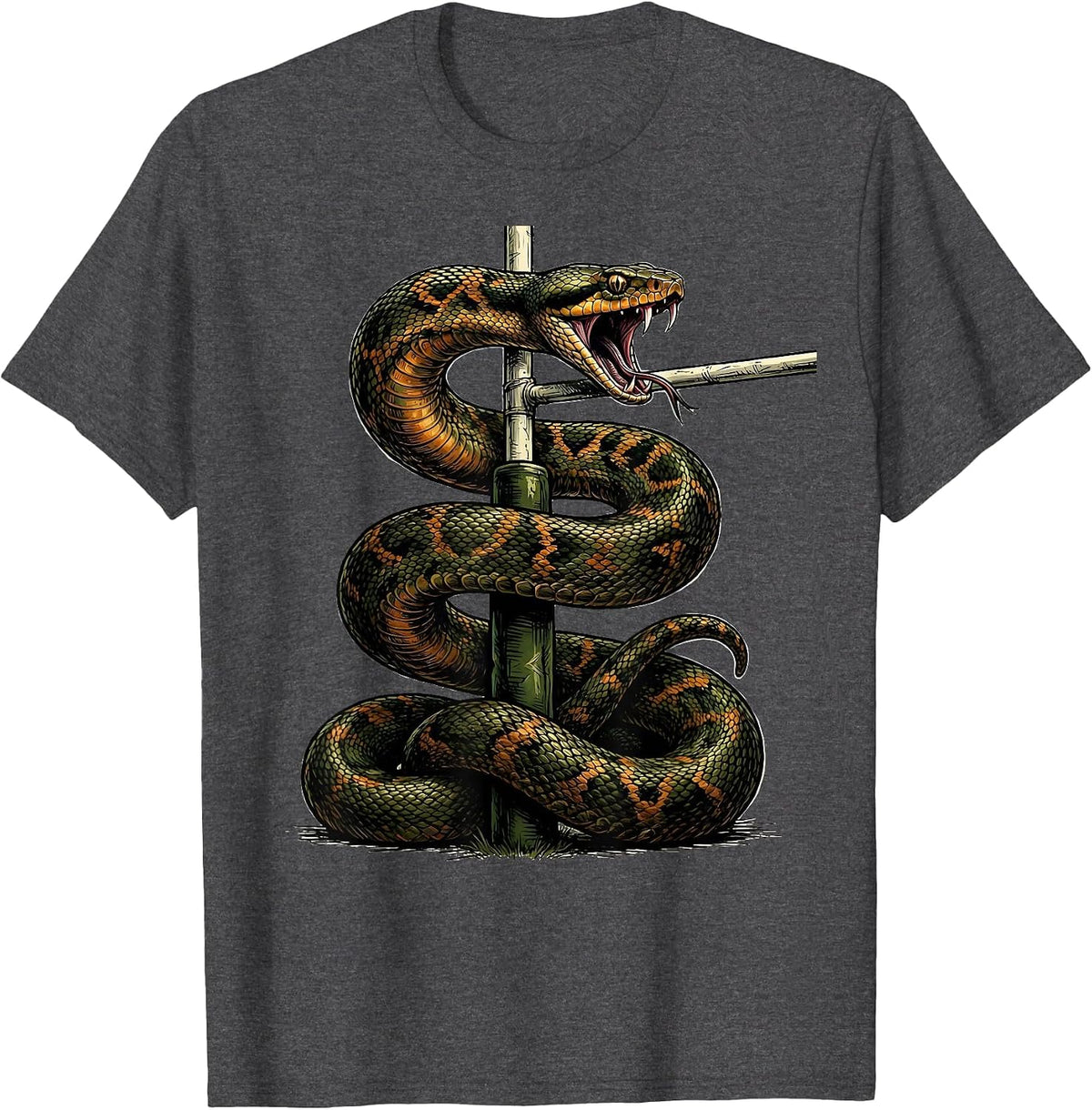 Serpent Coiled Rugby Goalpost Graphic T-Shirt - Dark Heather Grey