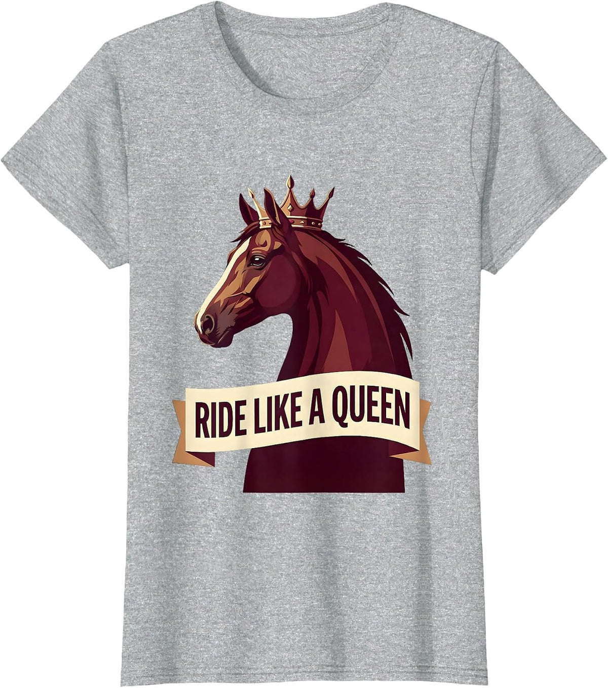 Ride Like a Queen Equestrian Design T-Shirt - Heather Grey