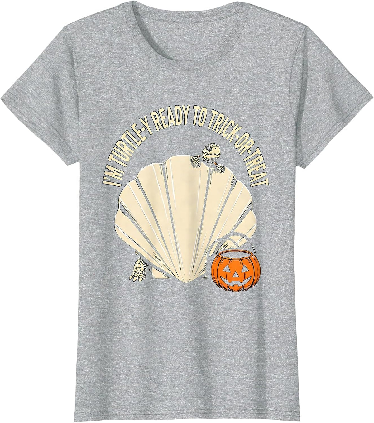 Women's I'm Turtle-y Ready to Trick-or-Treat Whimsical Halloween T-Shirt - Heather Grey
