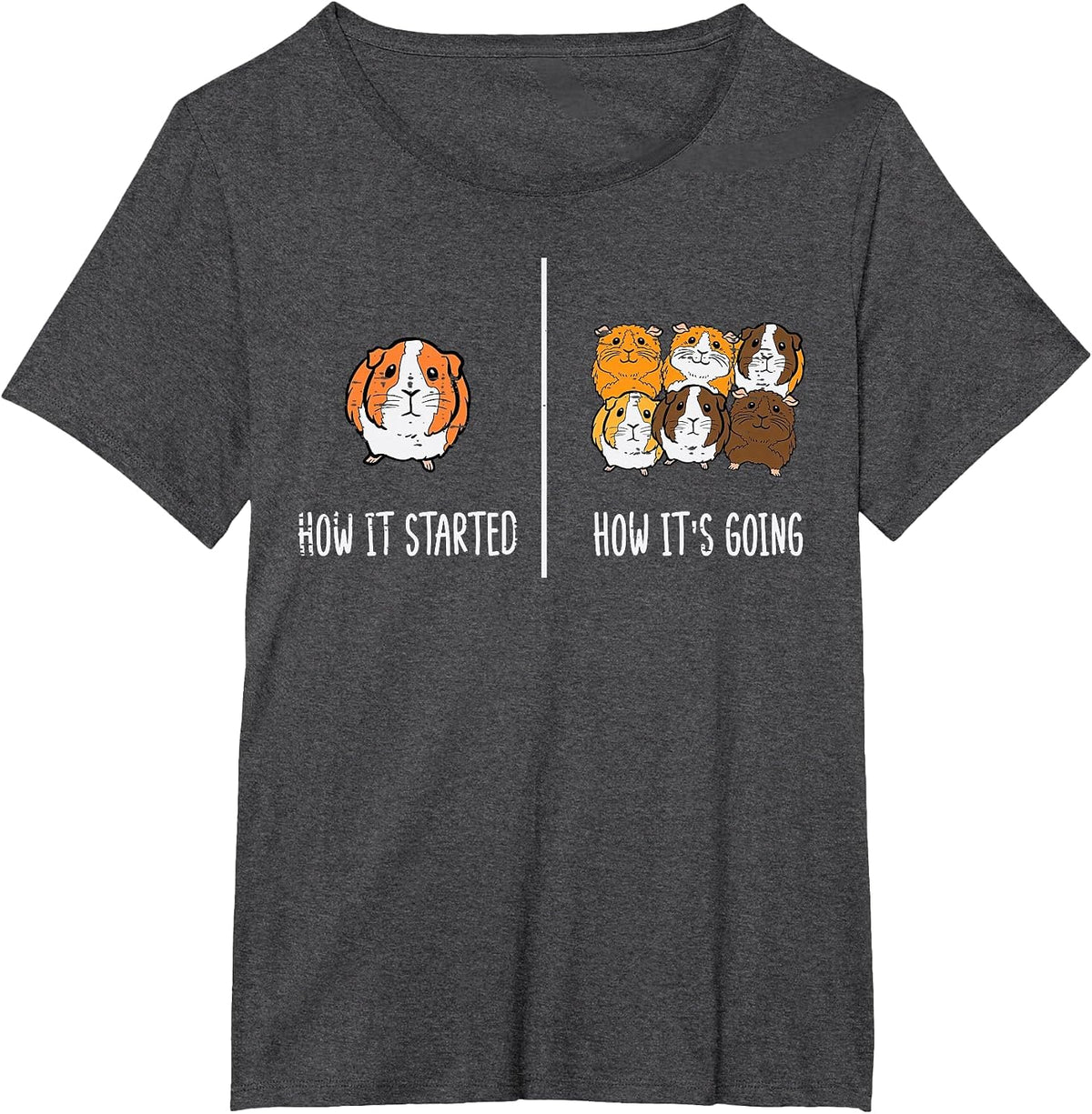 Guinea Pig How It Started Going Cavy Pet Owner Kid Women Men T-Shirt - Dark Heather Grey