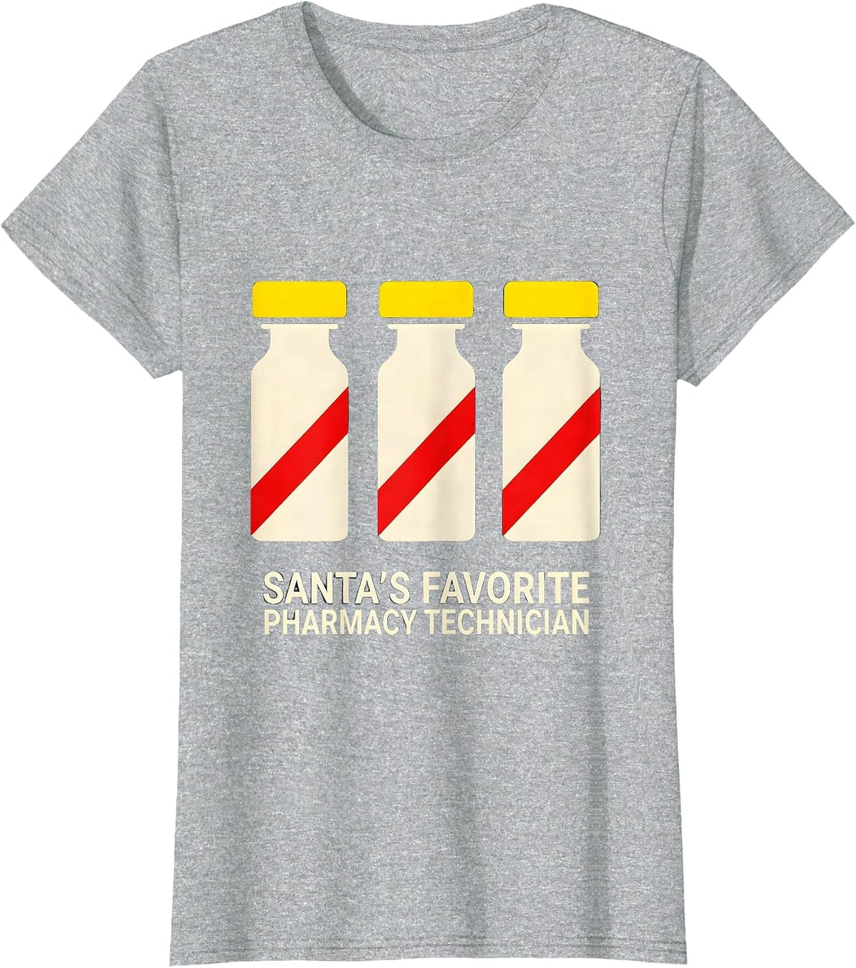 Santa's Favorite Pharmacy Technician Funny Medical Tech T-Shirt - Heather Grey